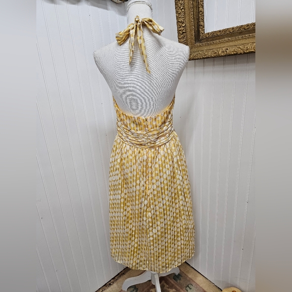 Robbie Bee Yellow and White Halter Midi Dress - Picture 3 of 4